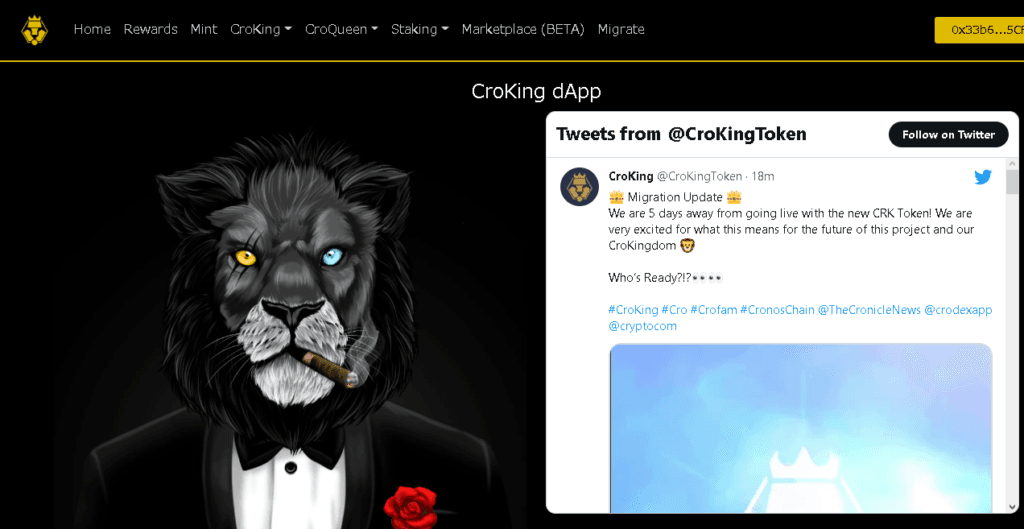 CrokingページCrokingDapp