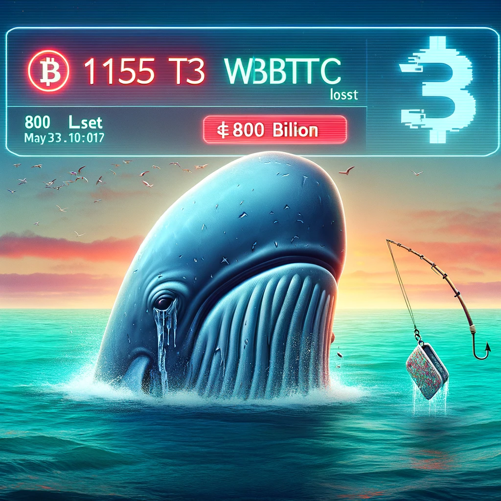 あるクジラが5月3日、フィッシング攻撃により1155WBTC(8000億円相当)を失った。