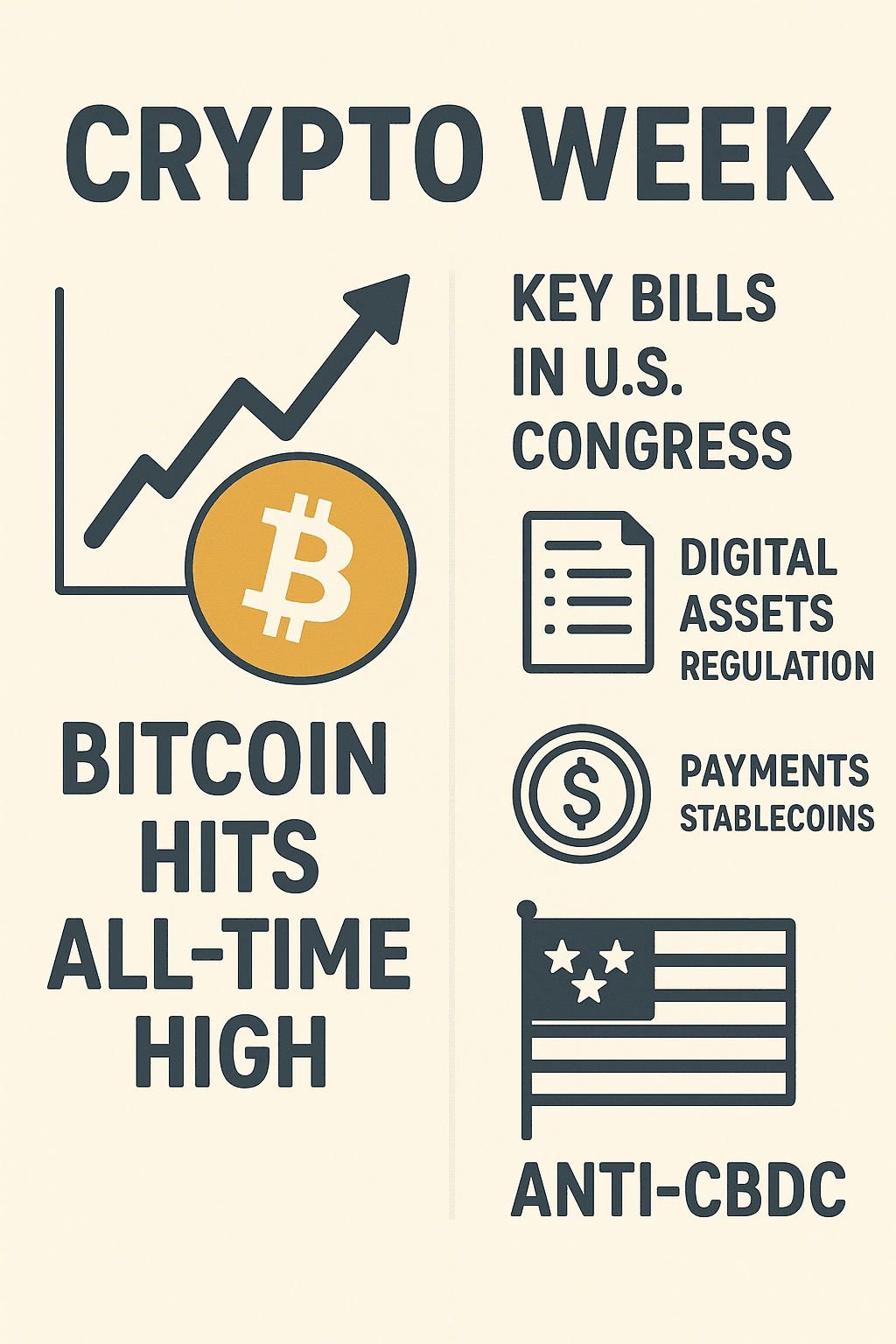 Crypto Week とは：ビットコイン最高値、米議会で重要3法案審議