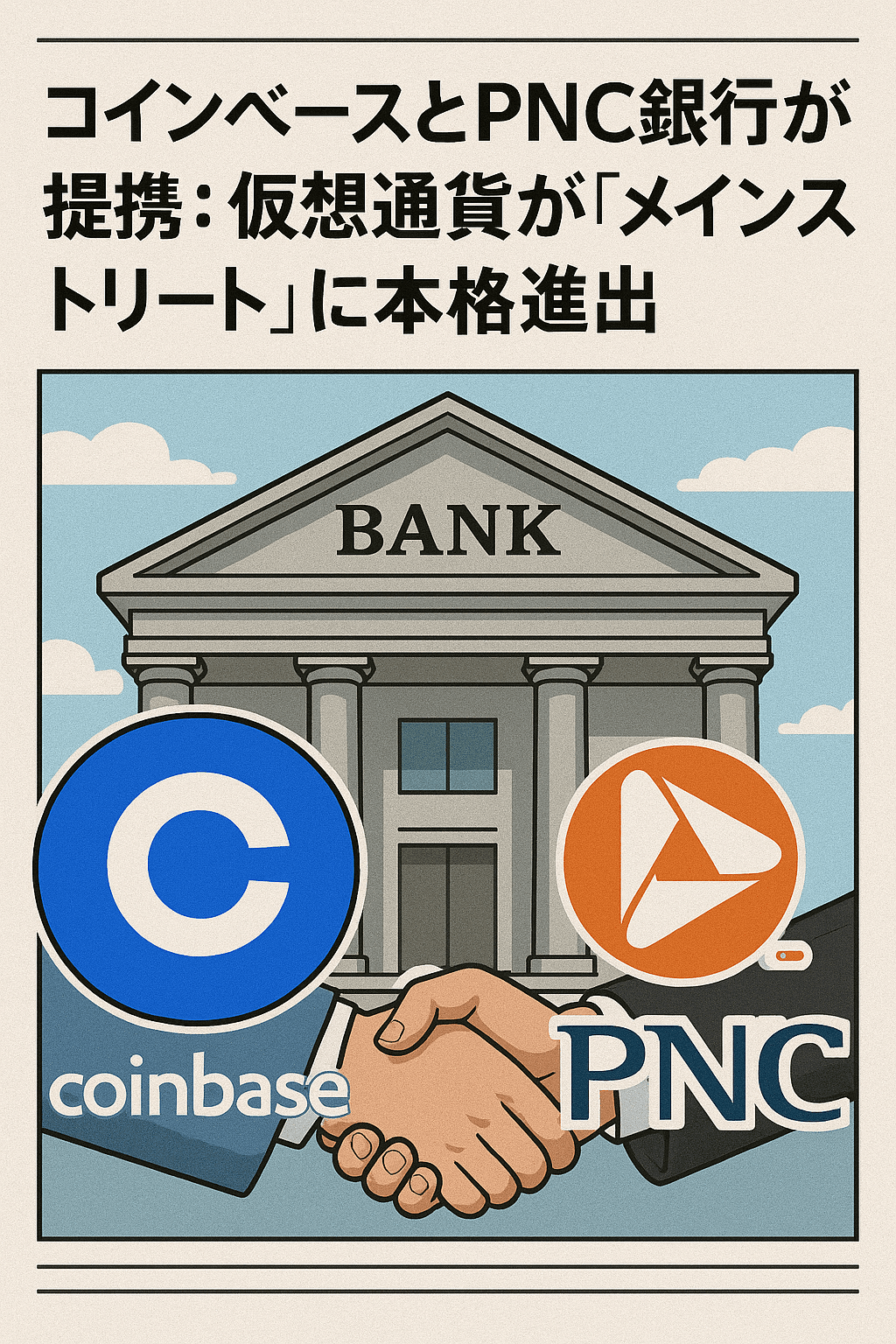 🏦 コインベースとPNC銀行が提携：仮想通貨が「メインストリート」に本格進出