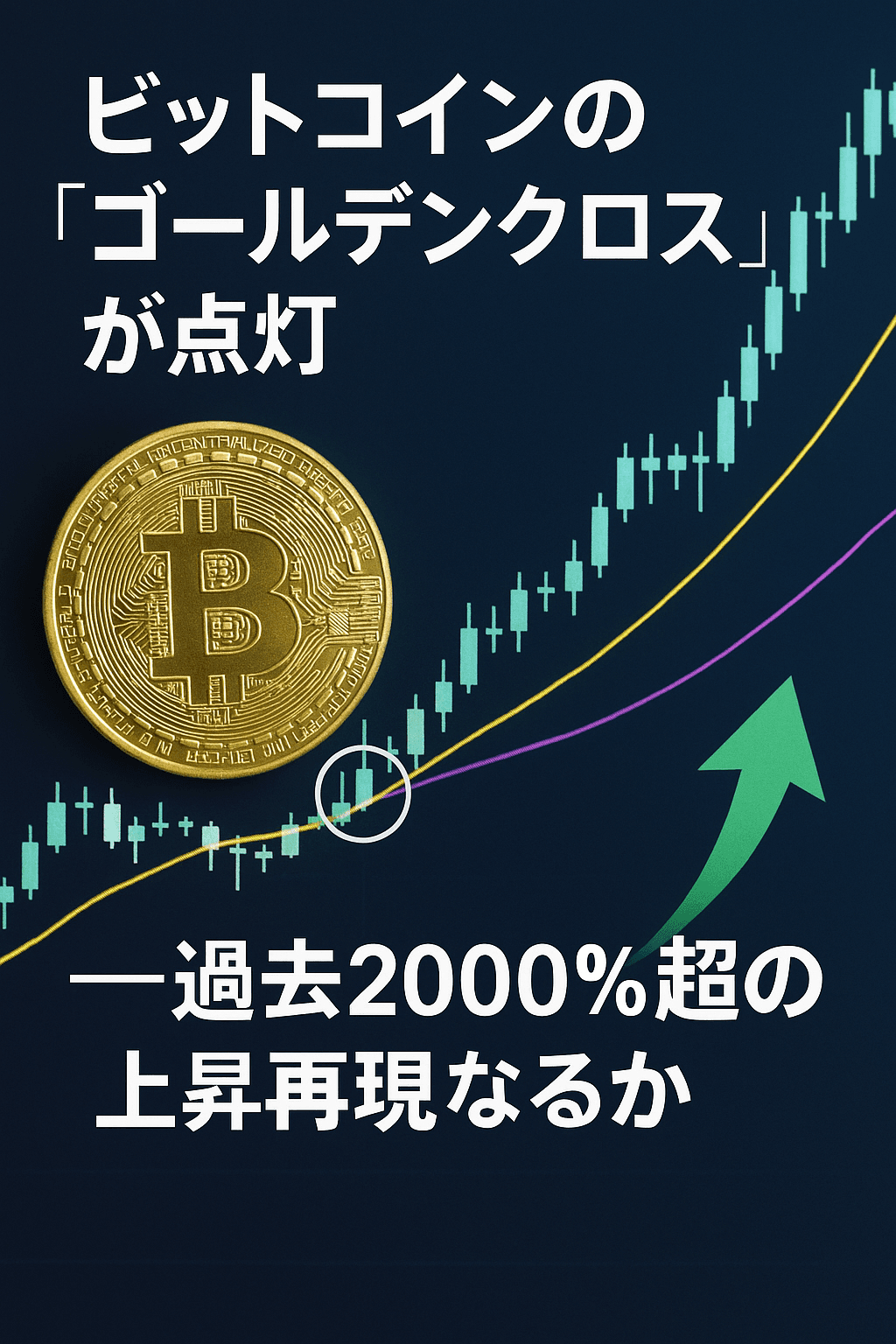 20250726_0532_ビットコイン ゴールデンクロス_simple_compose_01k11mfew1edete5m33dxhe38c ビットコインの「ゴールデンクロス」が点灯──過去2000%超の上昇再現なるか コンテンツ開始