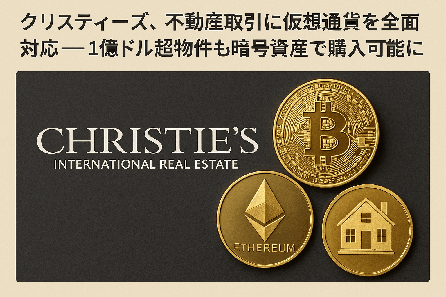 クリスティーズ、不動産取引に仮想通貨を全面対応──1億ドル超物件も暗号資産で購入可能に
