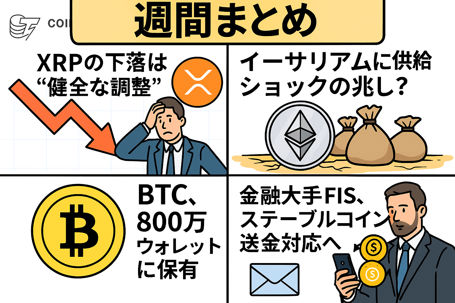 コインテレグラフのHodler's Digestから見る【週間まとめ】XRPの下落は“健全な調整”、イーサリアムに供給ショックの兆し?
