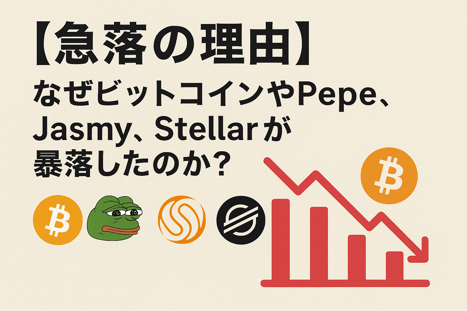 【急落の理由】なぜビットコインやPepe、Jasmy、Stellarが暴落したのか?