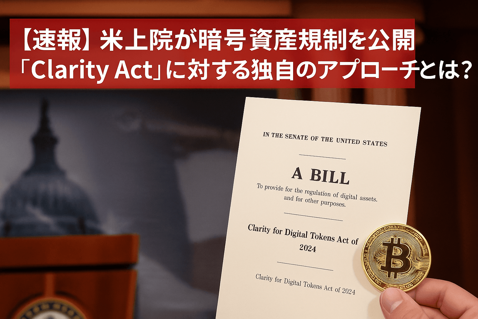 【速報】米上院が暗号資産規制案を公開：「Clarity Act」に対する独自のアプローチとは？