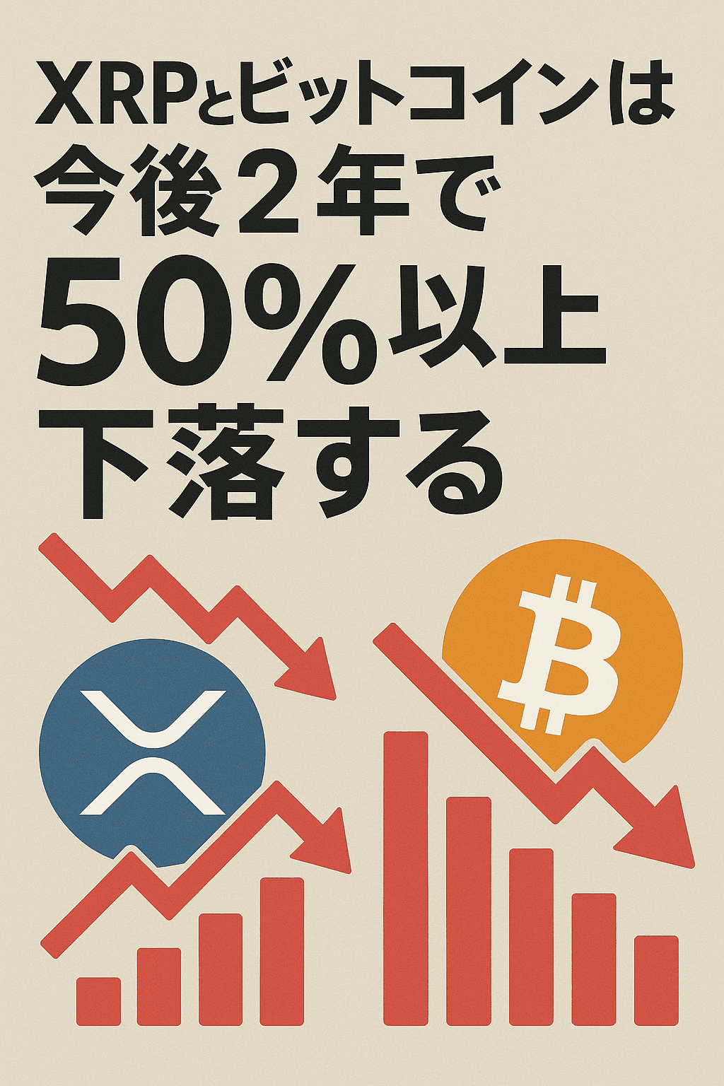 20250729_0638_仮想通貨の価格予測_simple_compose_01k19ff0f3e06vvgx1tveg8z9w 「XRPとビットコインは今後2年で50%以上下落する」予測記事まとめ コンテンツ開始