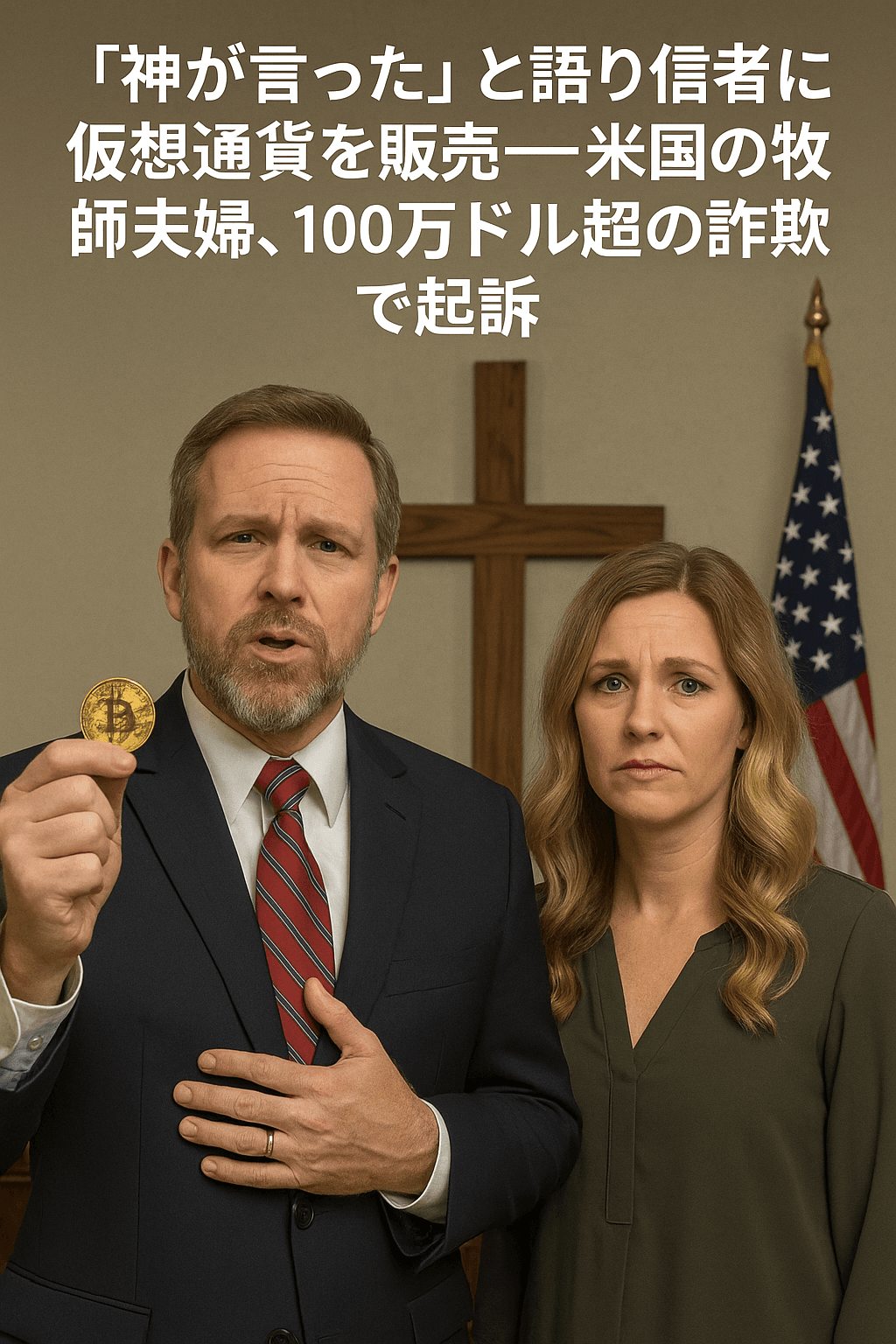 20250731_1154_仮想通貨詐欺事件_simple_compose_01k1f6avykeegrjnw7v415d7t9 「神が言った」と語り信者に仮想通貨を販売──米国の牧師夫婦、100万ドル超の詐欺で起訴
コンテンツ開始