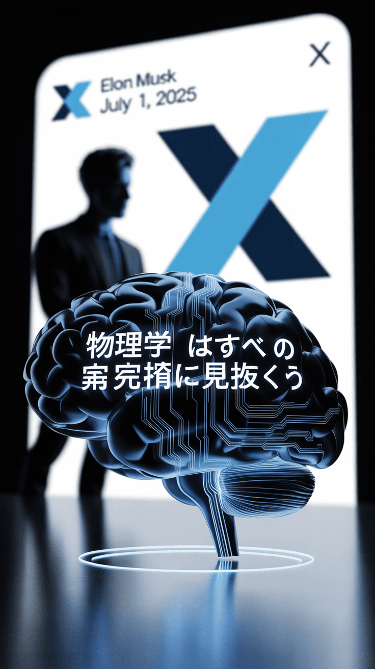 物理学はすべての嘘を完璧に見抜く(Physics sees through all lies perfectly)、2025年7月1日、イーロン・マスク氏がX（旧Twitter）に投稿した