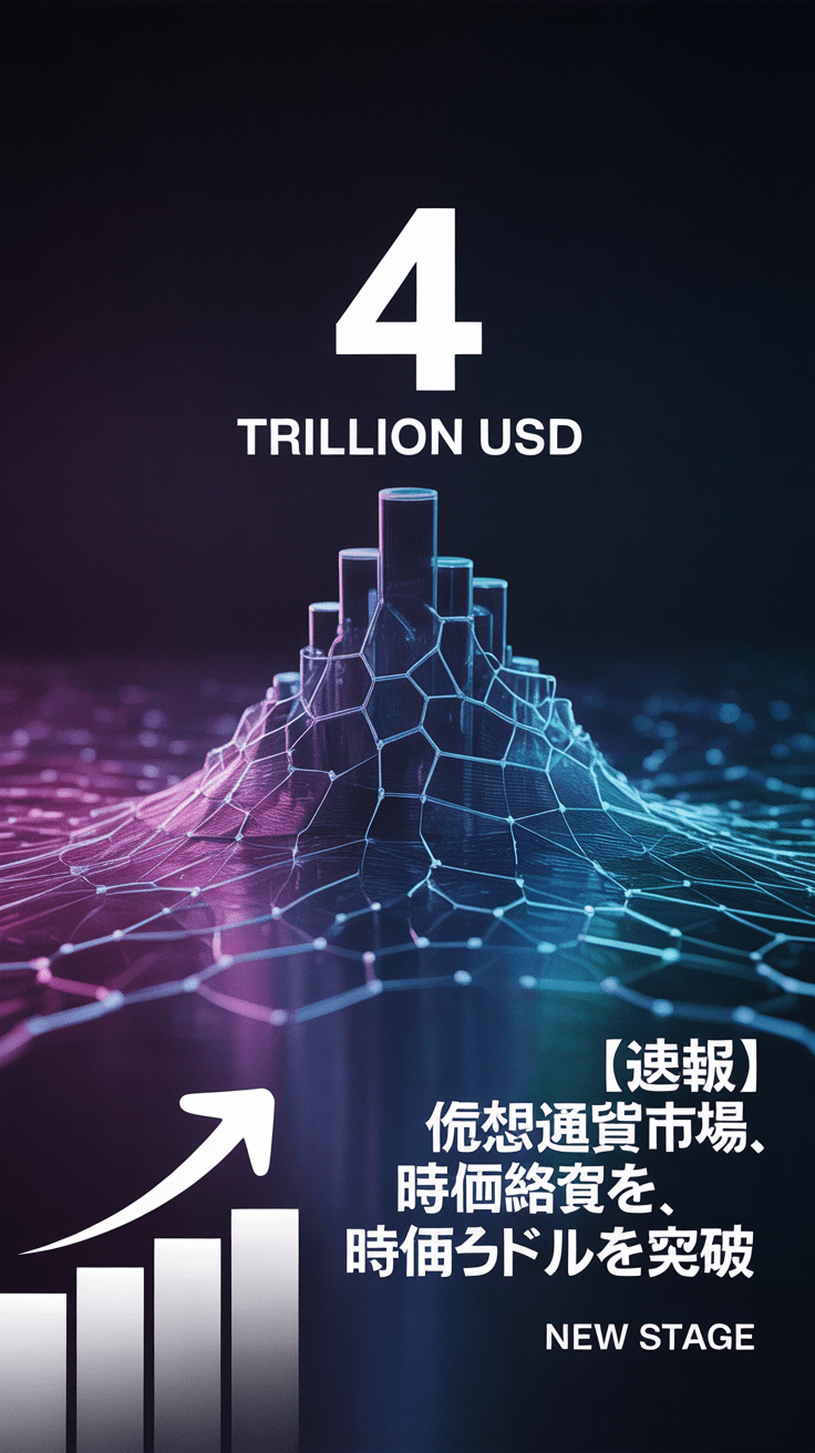 【速報】仮想通貨市場、時価総額4兆ドルを突破 ─ 規制整備と機関投資家の流入で新たなステージへ
