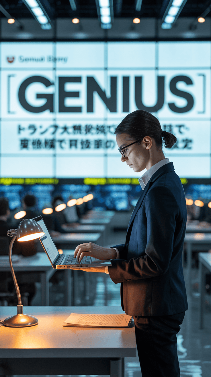 a-photograph-of-a-solemn-newsroom-scene-_KGdAE3zYTaWVXfa29SuLxw_Two9C_XaS9iYiRJwD1pL9A 「GENIUS法案」米下院可決へ――トランプ大統領主導で再投票が決定