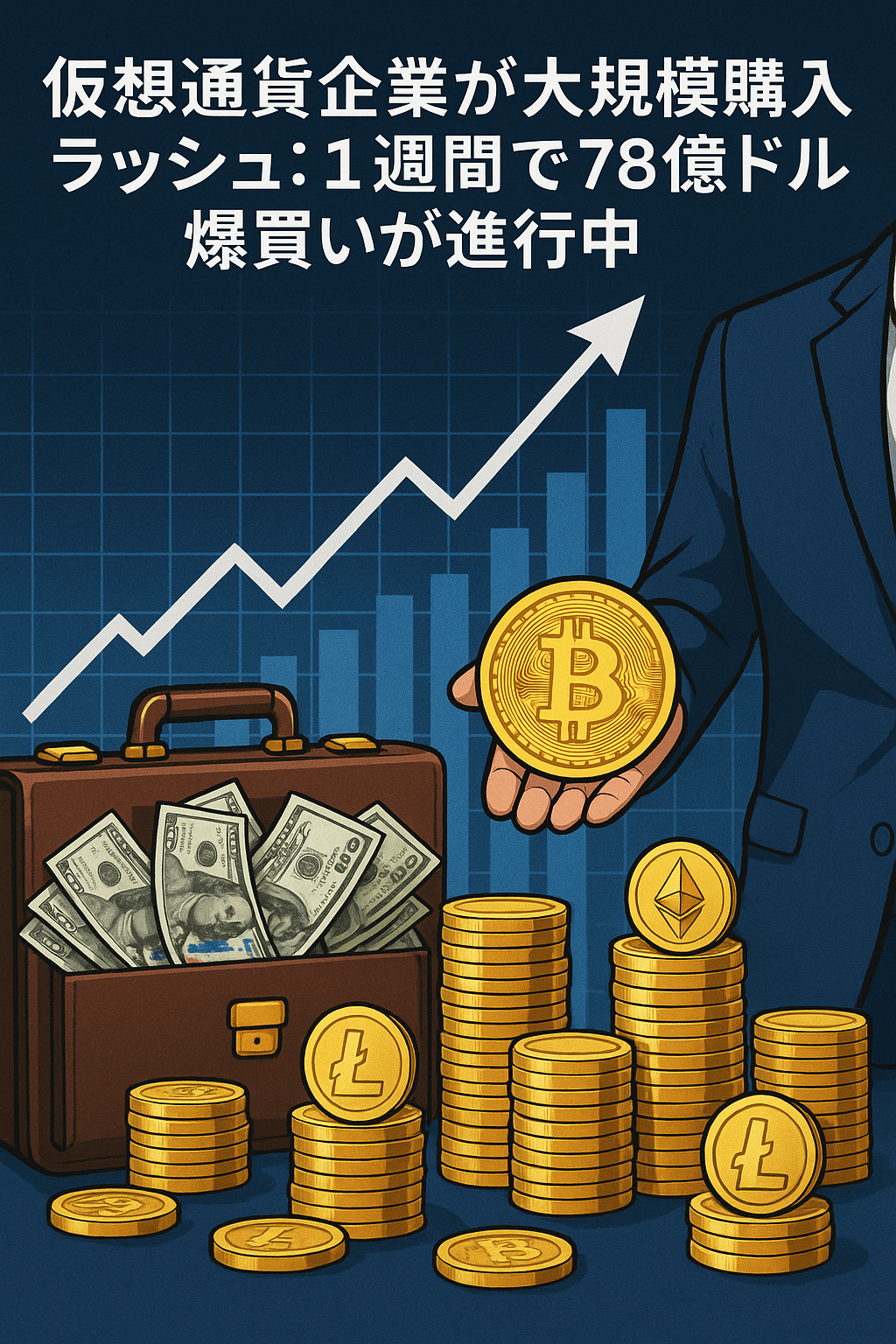 20250803_0825_仮想通貨爆買いラッシュ_simple_compose_01k1phj9x9f1jty9ggyb076sbc 仮想通貨企業が大規模購入ラッシュ:1週間で78億ドルの爆買いが進行中 コンテンツ終わり