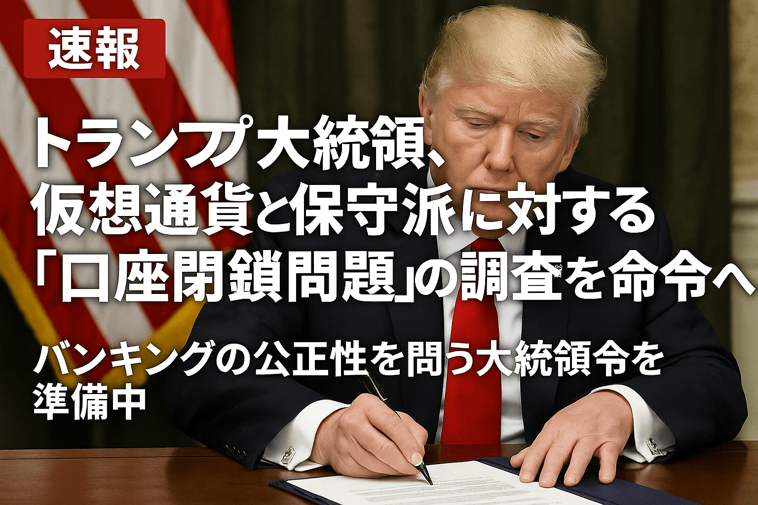 【速報】トランプ大統領、仮想通貨と保守派に対する「口座閉鎖問題」の調査を命令へ──バンキングの公正性を問う大統領令を準備中
