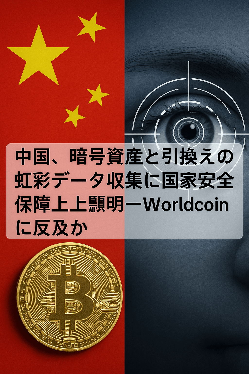 20250808_0705_虹彩データと安全保障_simple_compose_01k238ypfee3a9e89wn74s83dw 中国、暗号資産と引き換えの虹彩データ収集に国家安全保障上の懸念を表明──Worldcoinに言及か コンテンツ開始