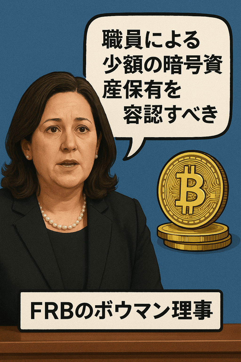 FRBのボウマン理事、職員による少額の暗号資産保有を容認すべきと発言
