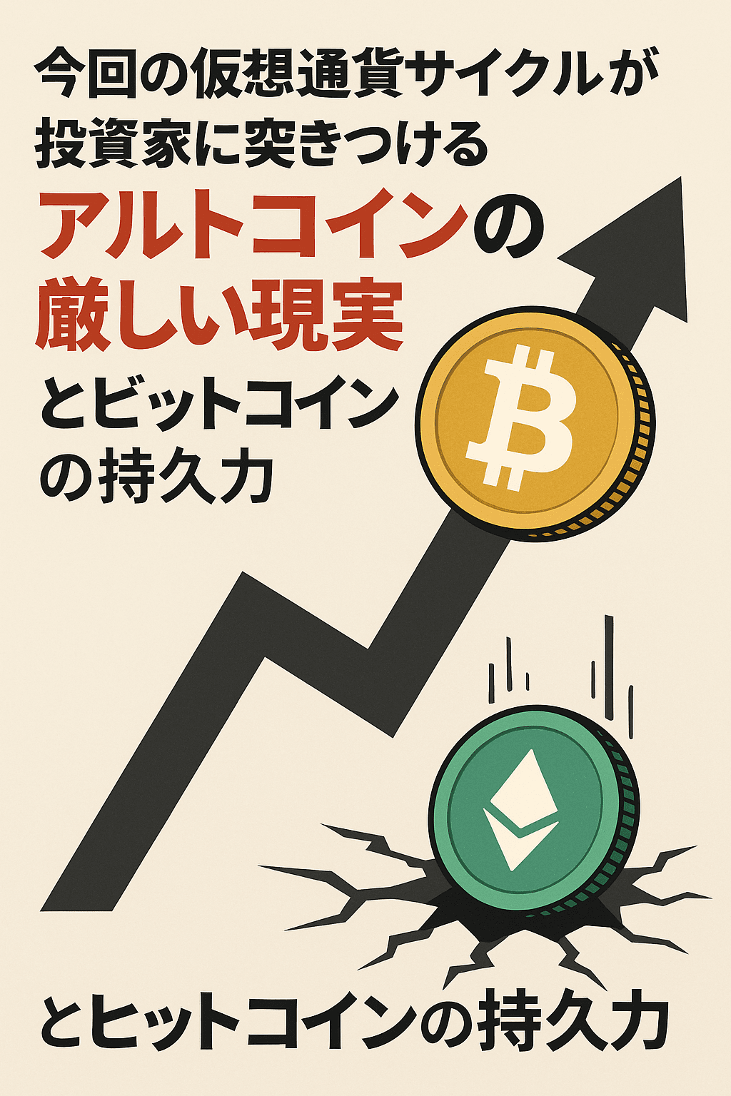 20250822_0837_仮想通貨の現実_simple_compose_01k37fskqxfhjsbh3ghaf5qy71 今回の仮想通貨サイクルが投資家に突きつける「アルトコインの厳しい現実」とビットコインの持久力