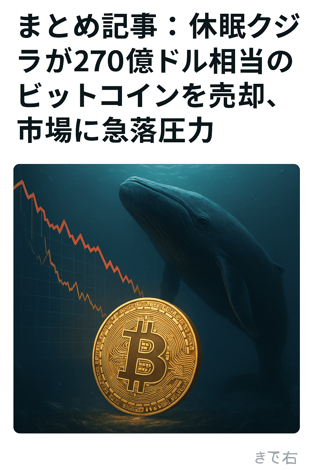 まとめ記事:休眠クジラが270億ドル相当のビットコインを売却、市場に急落圧力