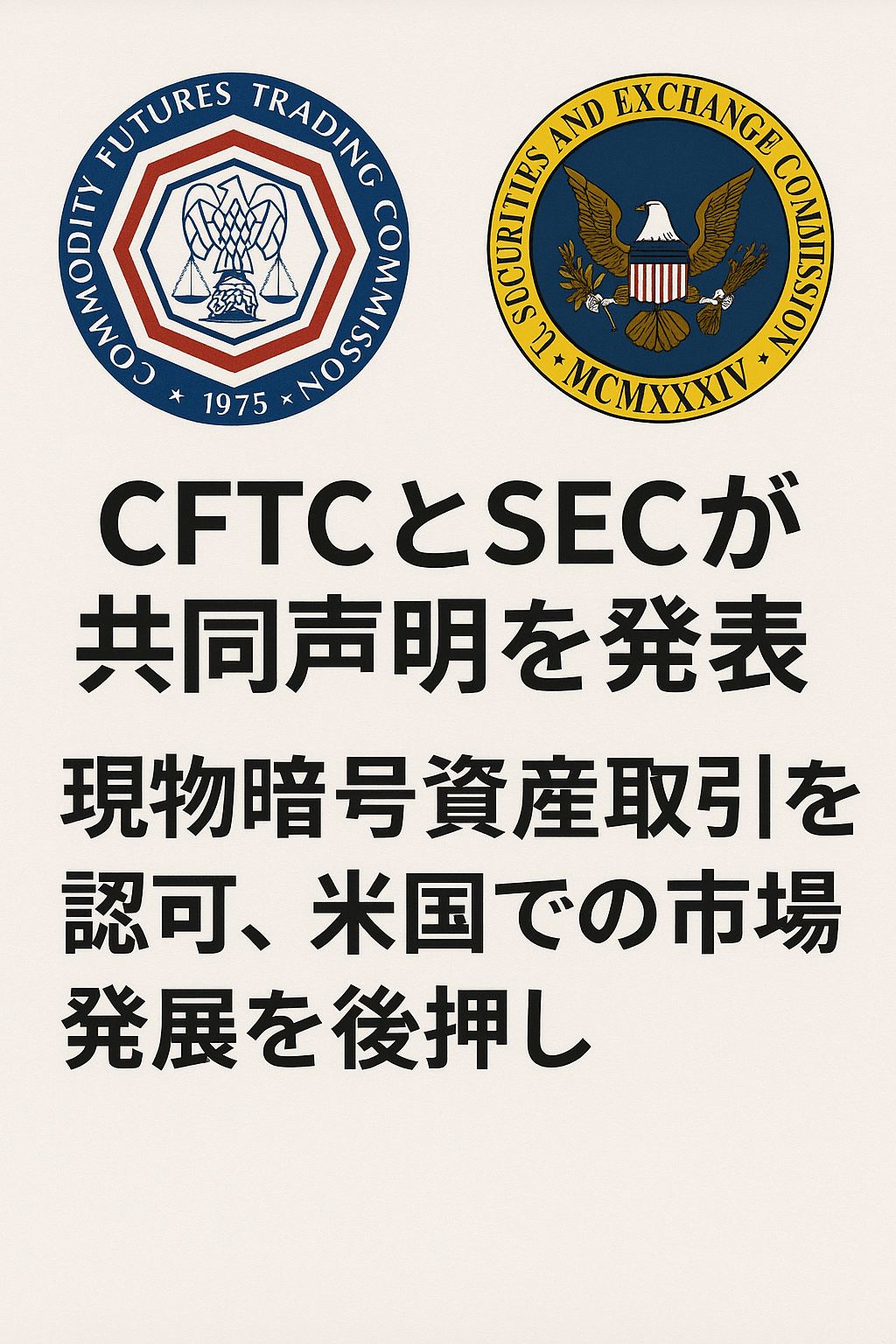 CFTCとSECが共同声明を発表:現物暗号資産取引を認可、米国での市場発展を後押し