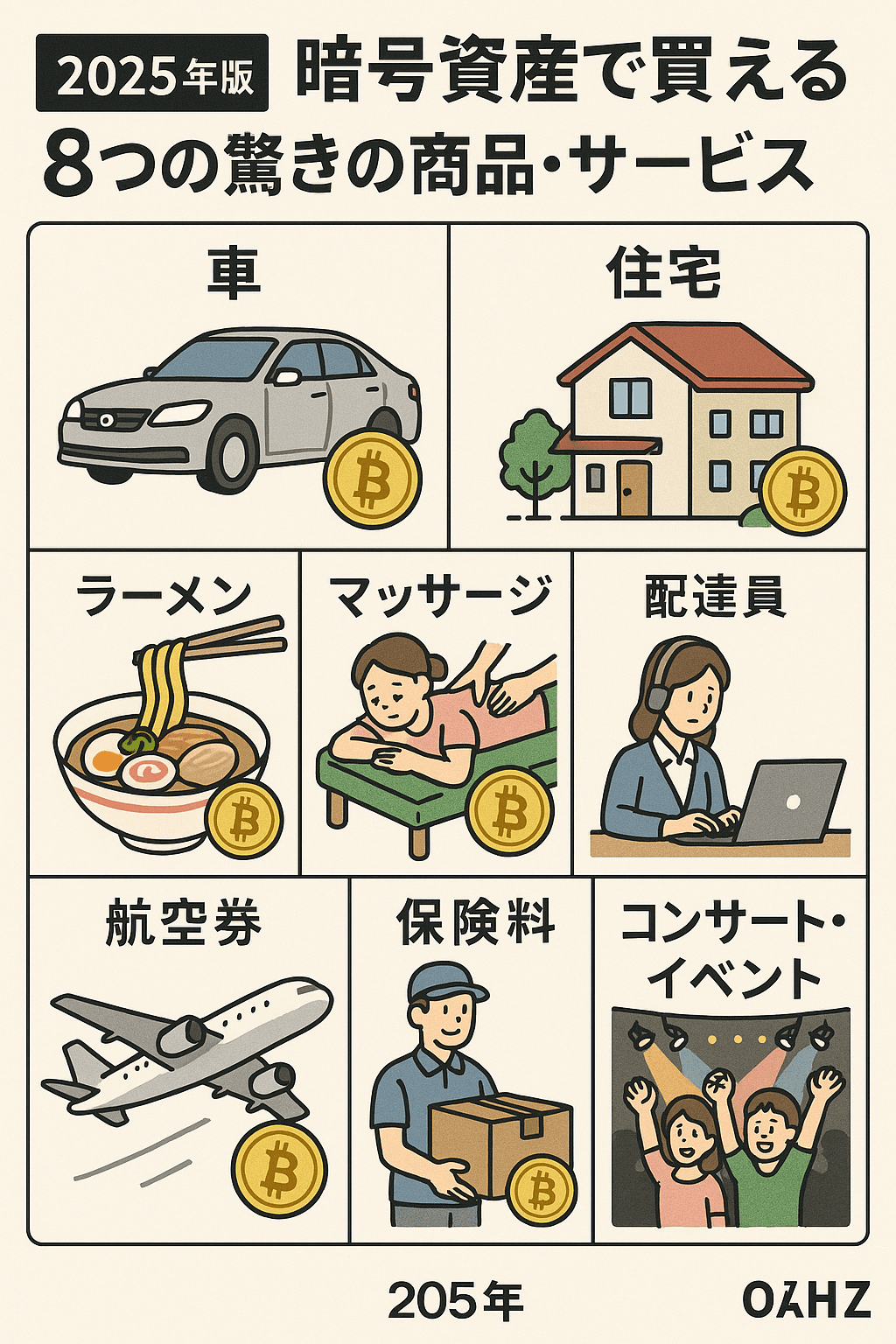 20250904_0758_暗号資産の未来商品_simple_compose_01k48wqx08fbkrpq5ttb94fnv7 まとめ記事:2025年版「暗号資産で買える8つの驚きの商品・サービス」 コンテンツ開始