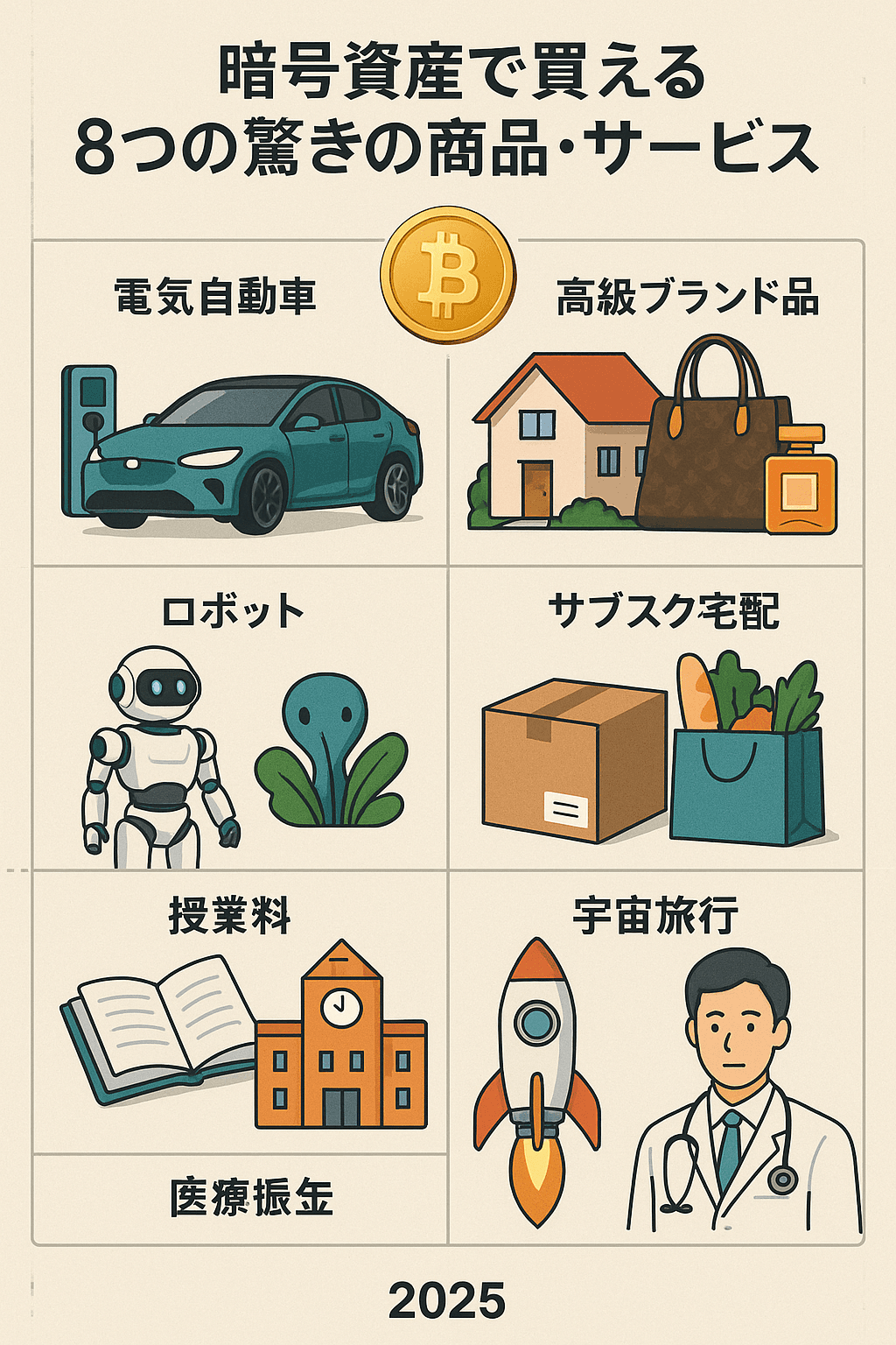 まとめ記事:2025年版「暗号資産で買える8つの驚きの商品・サービス」