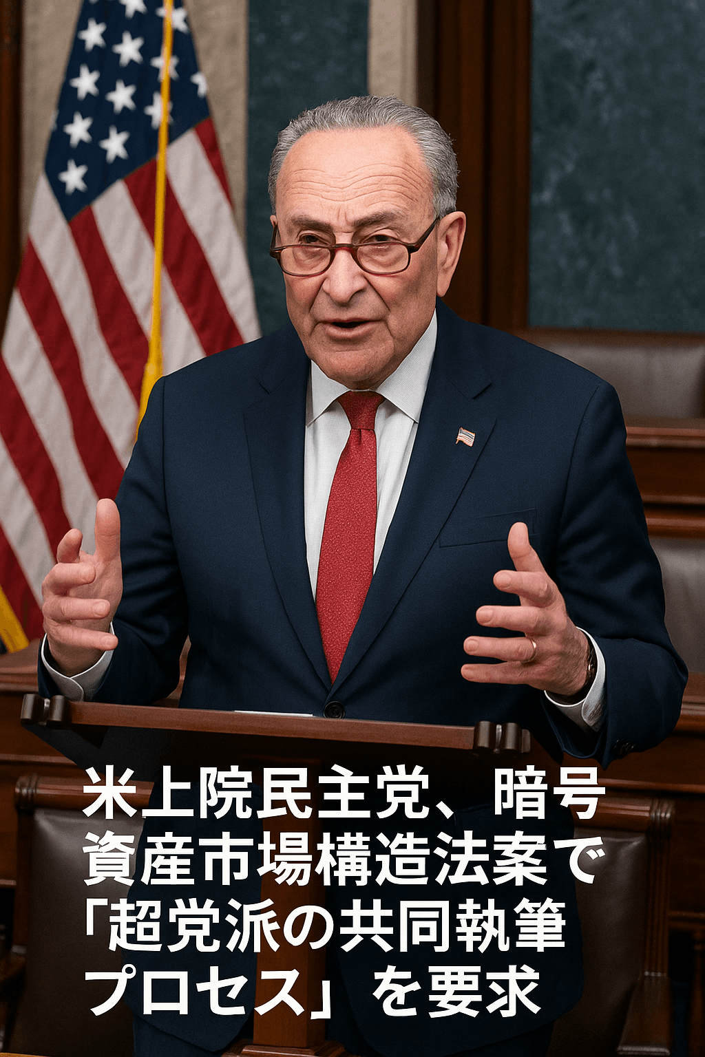 20250922_0451_暗号資産法案法案協議_simple_compose_01k5px5y1qesga0bxtd74rtjbp 米上院民主党、暗号資産市場構造法案で「超党派の共同執筆プロセス」を要求 コンテンツ開始
