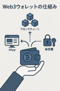 20251009_0847_Web3ウォレットのメカニズム_simple_compose_01k733g1tdfwbatj0qgka4pm66 Web3ウォレットの仕組み