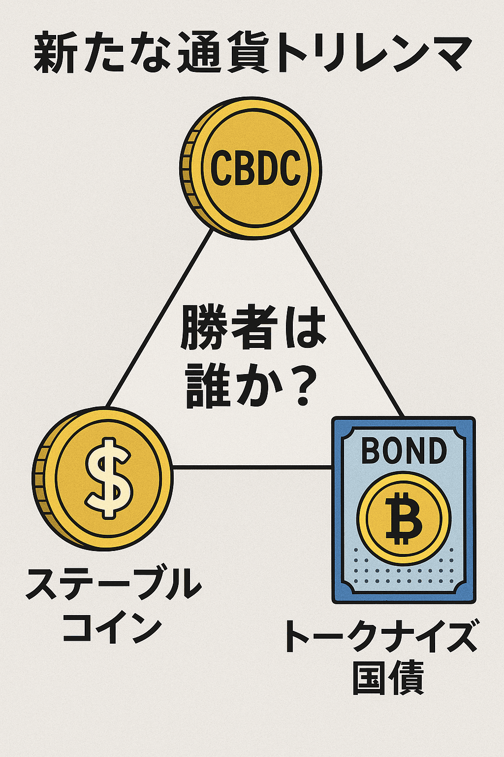 新たな通貨トリレンマ:CBDC、ステーブルコイン、トークナイズ国債──勝者は誰か)