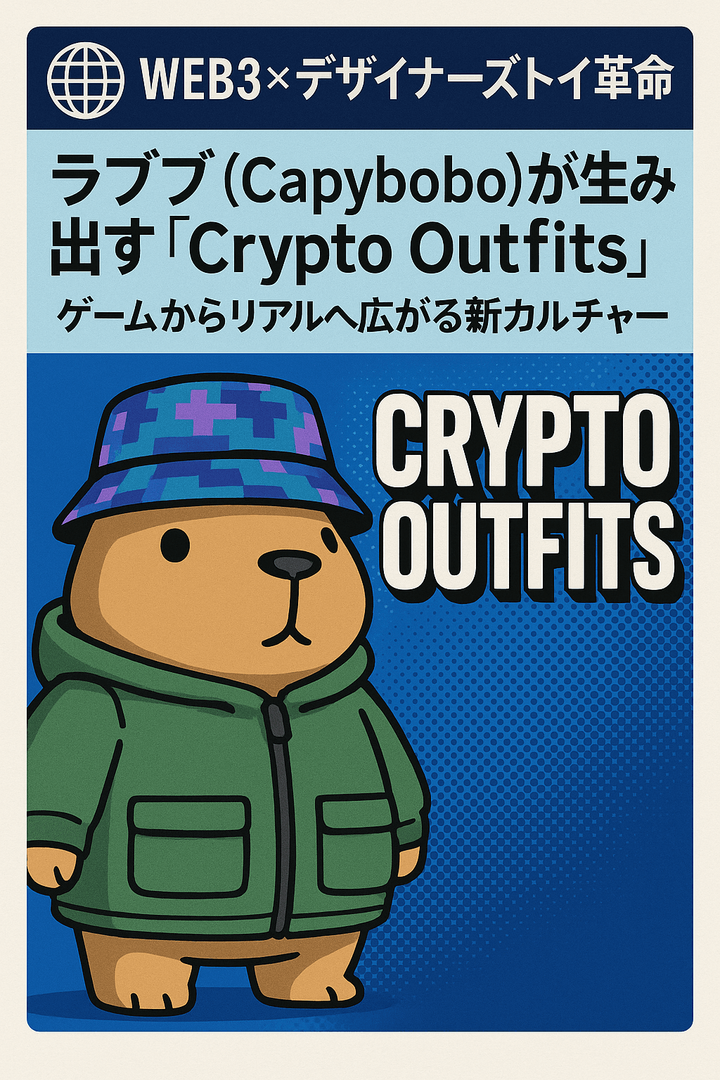 🌐【Web3 × デザイナーズトイ革命】ラブブ（Capybobo）が生み出す「Crypto Outfits」── ゲームからリアルへ広がる新カルチャー コンテンツ開始