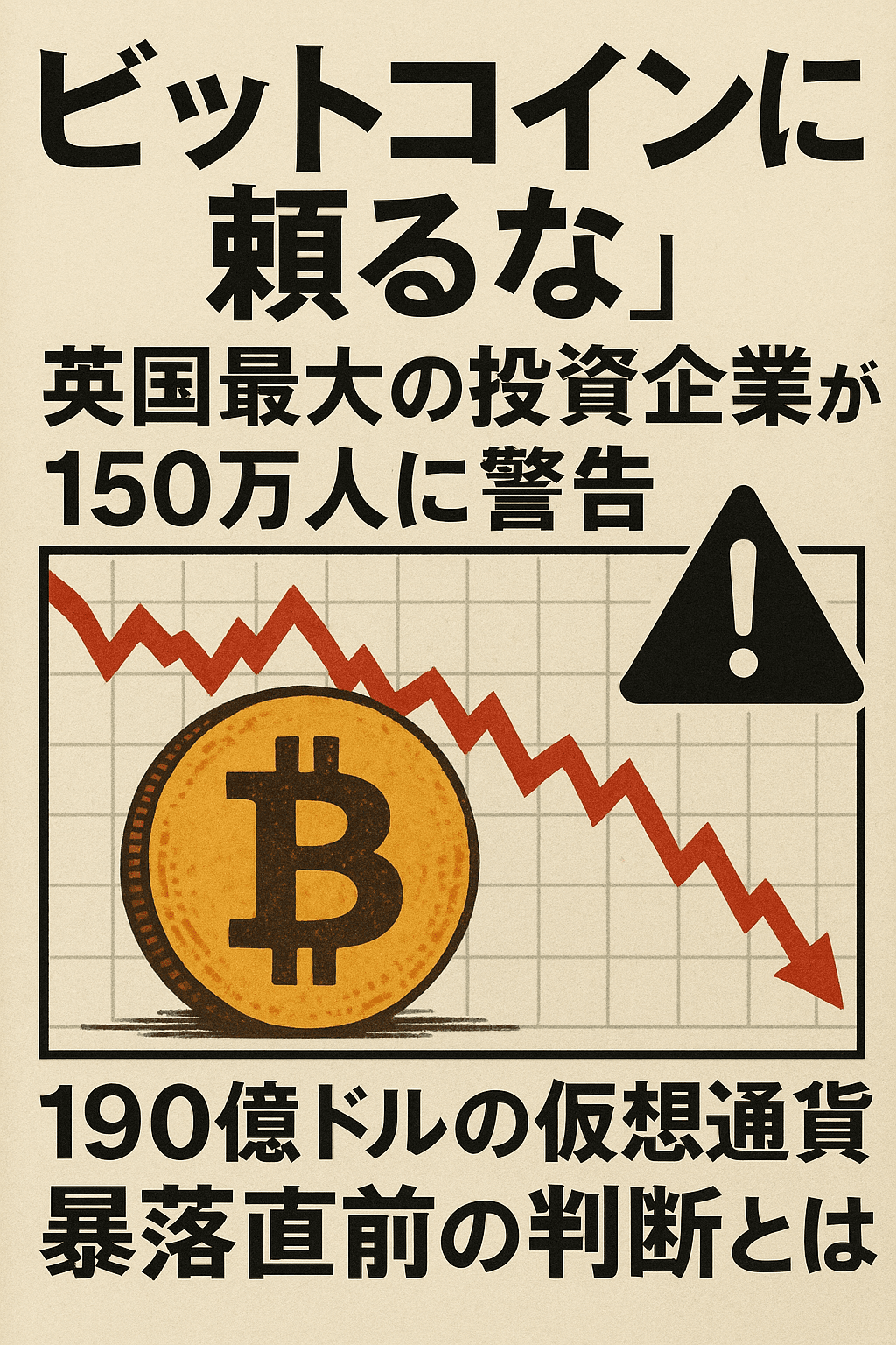 「ビットコインに頼るな」──英国最大の投資企業が150万人に警告、190億ドルの仮想通貨暴落直前の判断とは