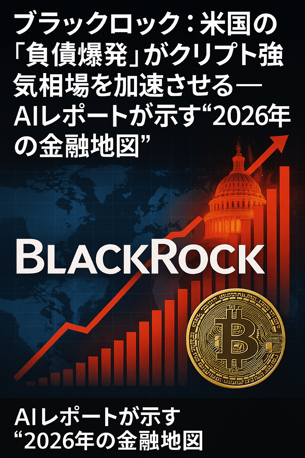 ブラックロック：米国の「負債爆発」がクリプト強気相場を加速させる──AIレポートが示す“2026年の金融地図”