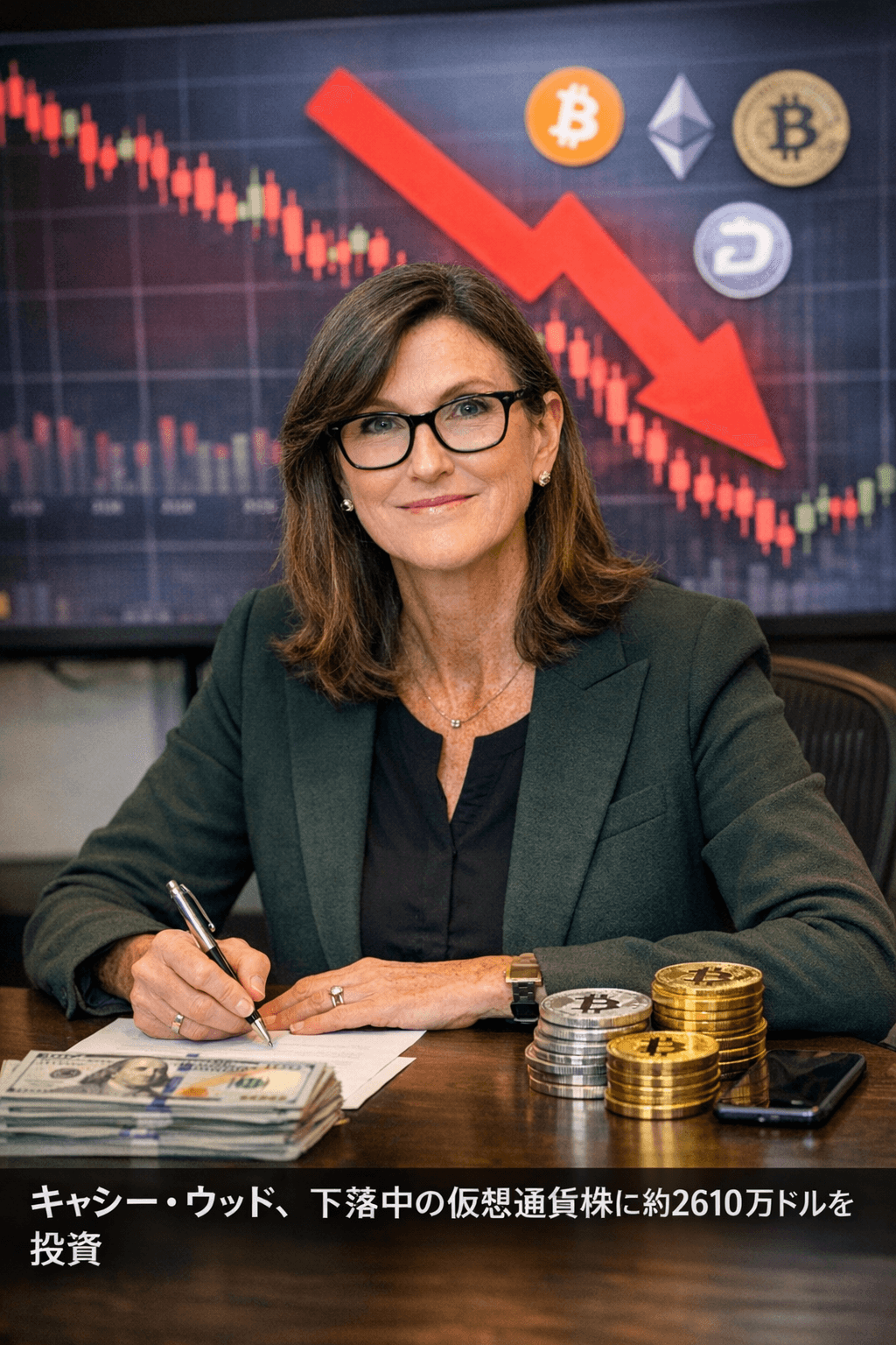 キャシー・ウッド、下落中の仮想通貨株に約2610万ドルを投資