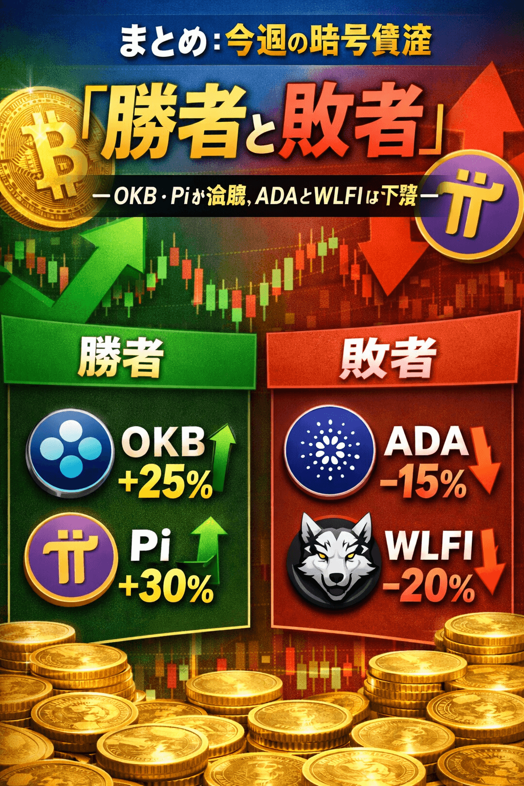 まとめ：今週の暗号資産「勝者と敗者」―OKB・Piが急騰、ADAとWLFIは下落