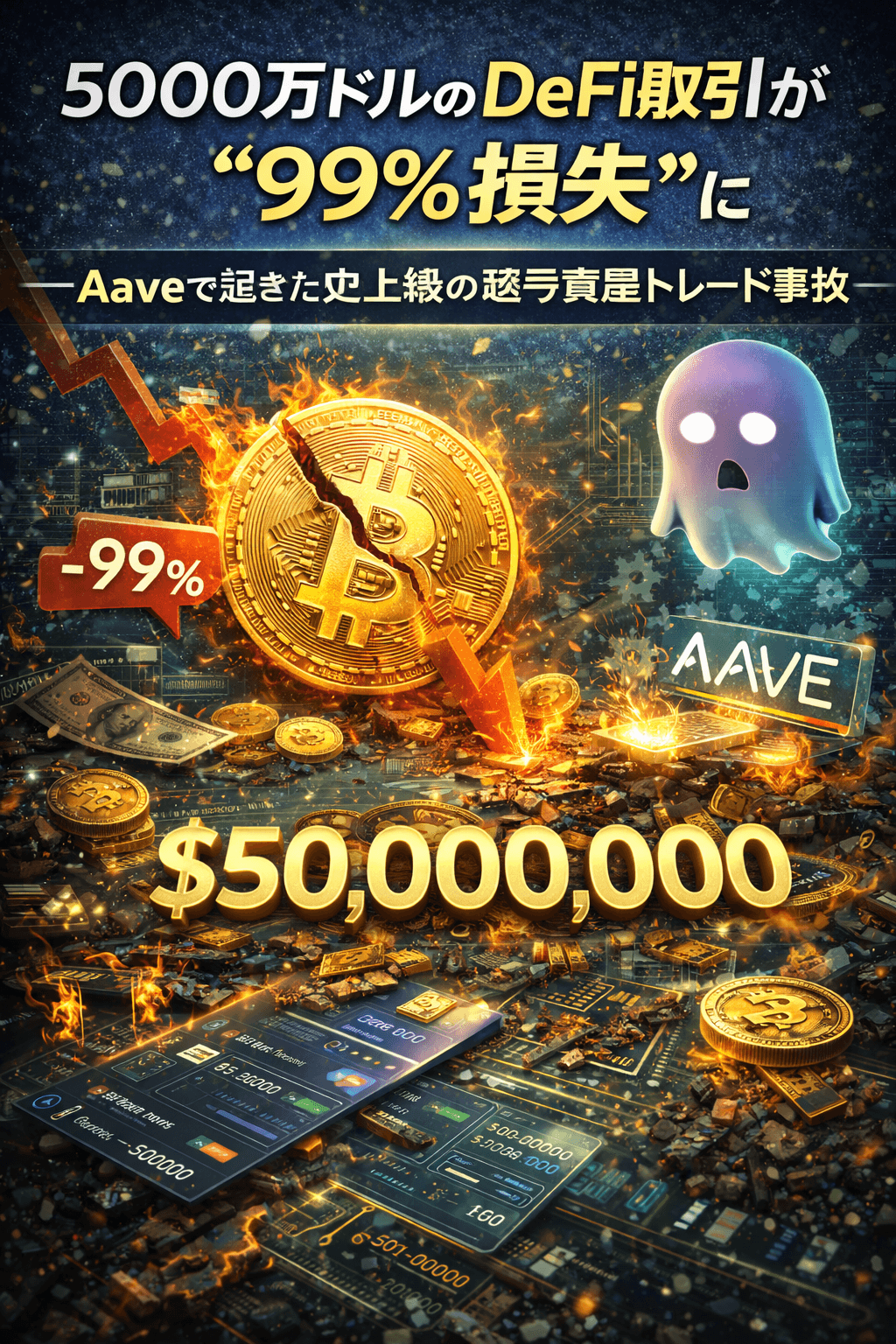 5000万ドルのDeFi取引が“99％損失”に──Aaveで起きた史上級の暗号資産トレード事故